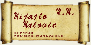 Mijajlo Malović vizit kartica